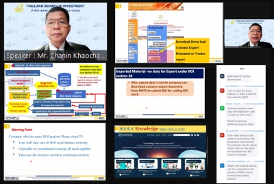 Training on Zoom Webinar # Export raw material and Extend time Follow BOI